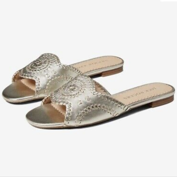 Jack Rogers Shoes - NWOT Jack Rogers Thompson Slides Gold Sandals 8